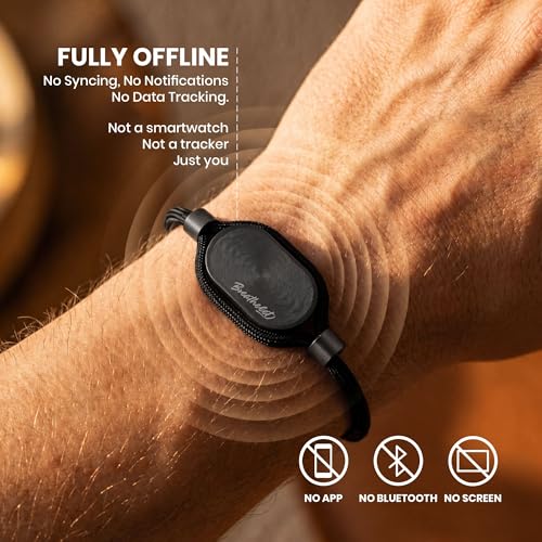 Mindful Vibration Reminder for Men and Women —Adjustable One-Size Couples Bracelets,a Gentle Cue to Pause and Breathe,No App or Bluetooth,Premium Screen-Free Wellness Gift (Gunmetal)