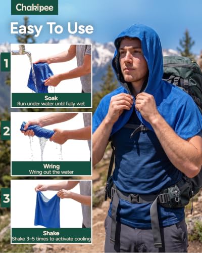 Cooling Hoodie Towel for Neck and Face，Sun Protection & Instant Cooling，Cool Towels for Hot Weather，Soft Breathable Towel for Sports, Gym, Workout, Camping & Cycling, Blue, 1 Pack