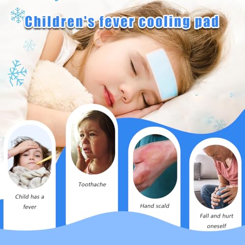 20 Cooling Gel Patches, Fast-Acting Cooling Pads for Adults and Kids to Relieve Headaches, Migraines, Sunburn and Heat Stroke, Soothe Forehead and Body, Good for Cooling, Outdoor Travel