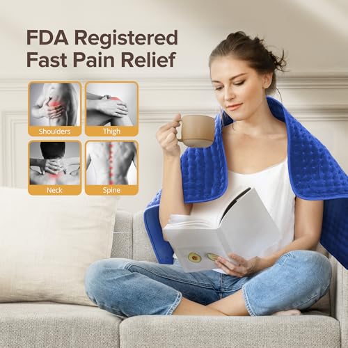 33" x 17" XXXL Extra Large Heat Pad for Back Shoulders, FSA Eligible HSA | Electric Heating Pad,6 Heat Settings, Moist Dry Heat Options, Auto-Off, Washable, Birthday Gifts for Women Men Mom Dad
