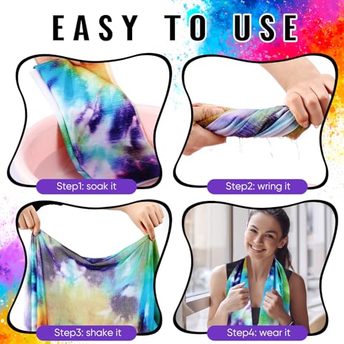 Peryiter 6 Pack Cooling Towels for Neck and Face 40 x 12 Inch Cooling Rag Ice Sweat Towels for Biking Hiking Running Yoga Golf Sport Gym Workout Gardening(Tie Dye Style)