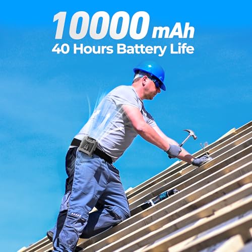 AMACOOL Portable Waist Fan Clip On, 10000mAh Wearable Shirt Fan with Light | MAX 40H Work Time, 16000RPM Powerful 5 Speeds Belt Fans Personal Cooling Fans, Gifts for Men Women Outdoor Jobsite Travel