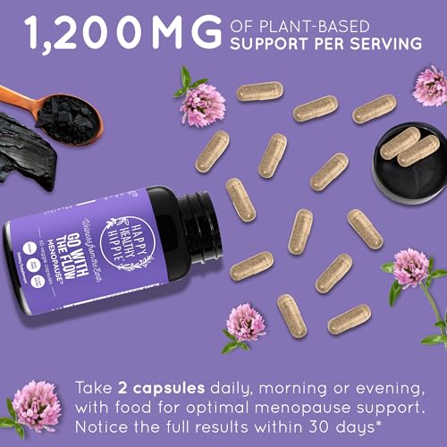 Happy Healthy Hippie Menopause Support for Women, DIM & Probiotics, 60 Ct | Estrogen Supplement for Women - Hot Flashes & Night Sweats - 10 Billion CFU Probiotic with Dong Quai, 30 Servings