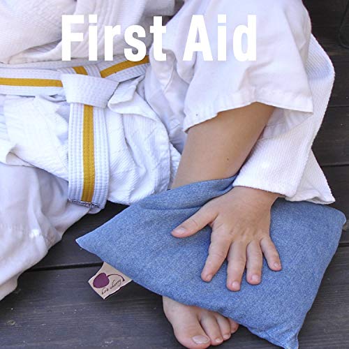 Cherry Ice Hot/Cold Therapy Square Pillow Blue Denim in Freezer Bag | First Aid, Joint Relief, Hot Flashes, Reduces Inflammation/Body Temp, Freezable-Microwavable-Washable FSA/FHA