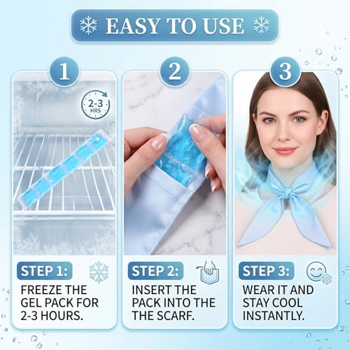 Cooling Neck Wrap & Scarf for Instant Relief | Reusable Ice Crystal Cooling Towel – Soft, Breathable for Sports, Gym, Outdoor Work, Hot Flashes (bIue)