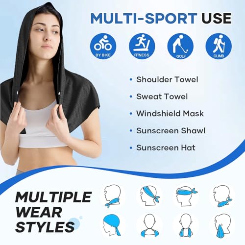 Cooling Rags for Neck: UPF50 Cooling Hoodie Towel with Case 3 Packs | Quick Dry, Chemical-free, Breathable, Soft, Portable, Cooling Towels for Face Hot Weather Workout Baseball Softball Sport