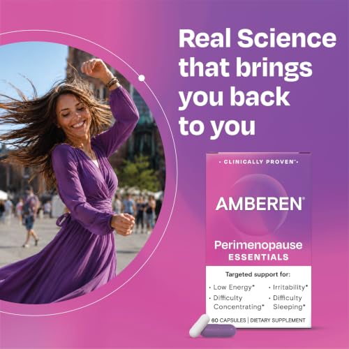 Amberen Perimenopause Supplement, Multi-Symptom Relief, 30 Day Supply | Clinically Proven, Helps Relieve Hot Flashes, Night Sweats, Difficulty Sleeping, Irritability, Drug & Hormone Free