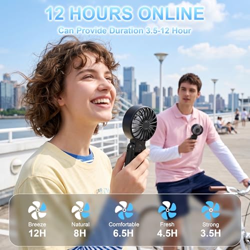Handheld Portable Fan Ice Cooling 3-in-1 Hand, Desk & Neck Fan | 5-Speed, Independent Switch, Digital Display, Up to 12H Runtime, Foldable Personal Fan for Travel/Concerts/Sport Events/Gifts