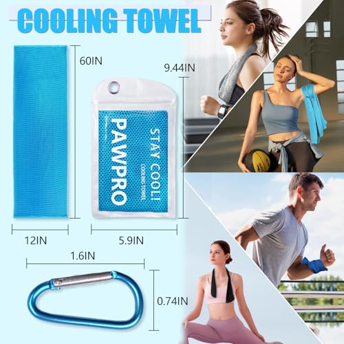4 Pack Cooling Towels, Soft Breathable Cooling Towels for Neck and Face | Microfiber, Gym, Men, Women, Waterproof Bag, Carabiner, Yoga, Golf, Hiking, Running, athletes, gift, Blue, Green, Pink, Black