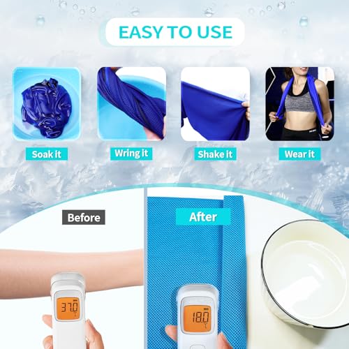 Cooling Towel (40"x12") - for Neck/Face, Ice Towel,Chilly Towel, Cooling Neck Wraps for Hot Weather Instant Chill, Soft Microfiber for Yoga, Gym, Golf, Running,Workout, Outdoor Sports, Hiking