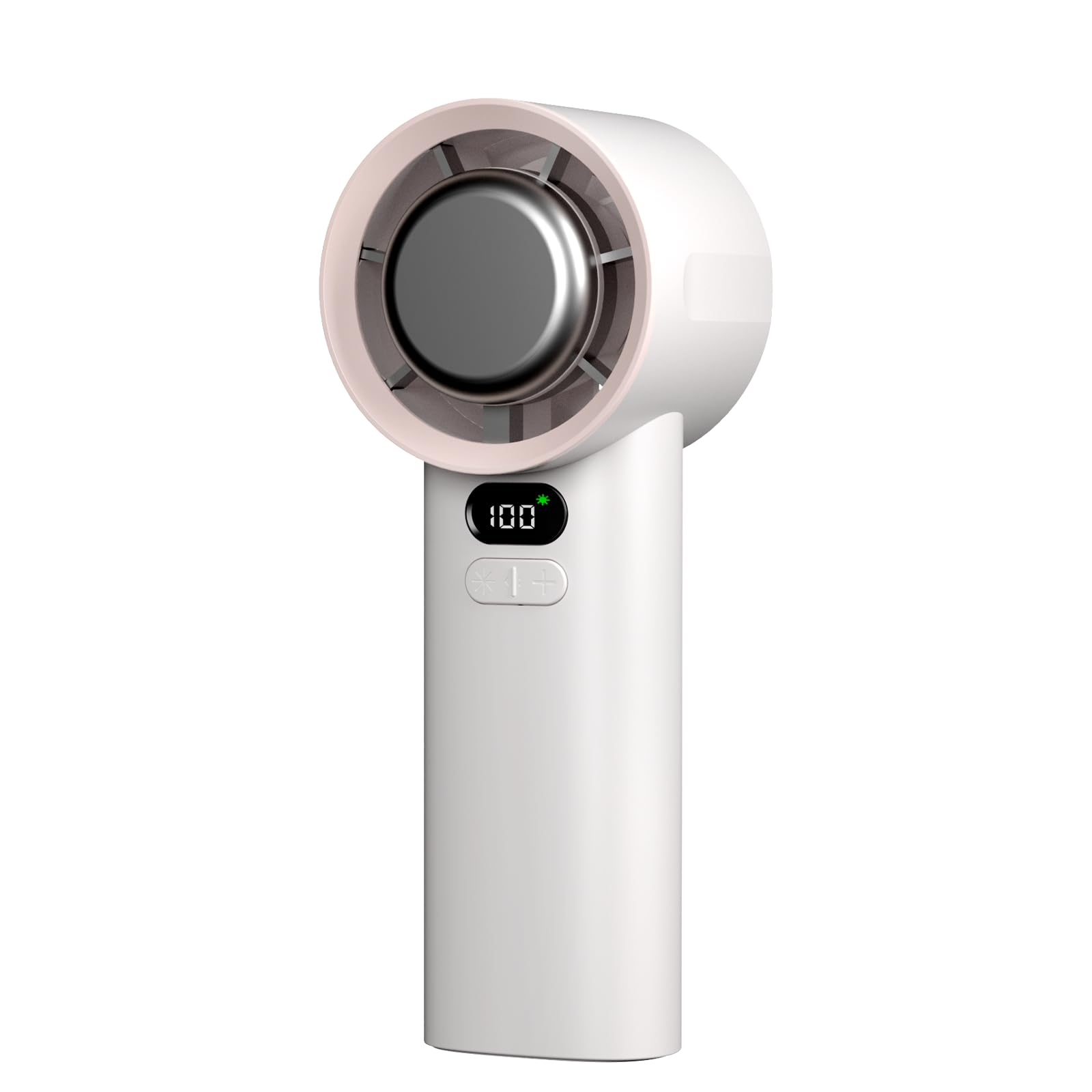 Portable Turbo Fan Handheld with Ice Cooler, White | 5 Gear Wind, 4000mAh Rechargeable, Type-C, Up to 12 Working Hours, LED Display