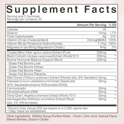 GREENPEOPLE Menopause Supplements for Women Gummies - 16-in-1 Dual Action Menopause Relief W/Black Cohosh, Vitex, Beef Organs for Hormone Balance, Hot Flashes, Night Sweats & Mood, 60 CT (2 Packs)