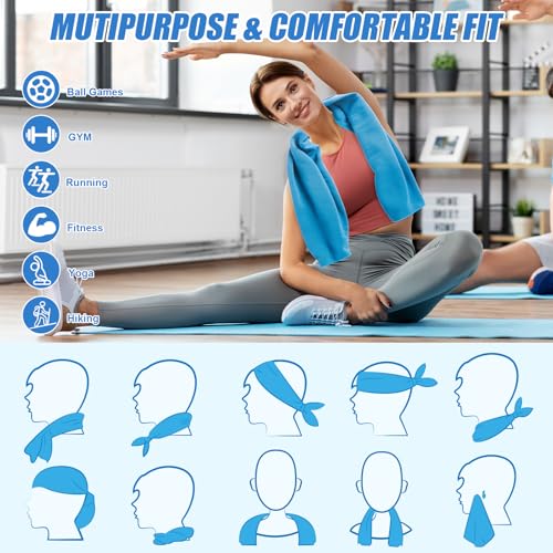 4 Pack Cooling Towels Cloth for Neck and Face, Ice Cool Towel Cold Rags for Sports Gym Fitness Yoga Running Tennis Baseball Hiking Camping(Y-4PACK-02)