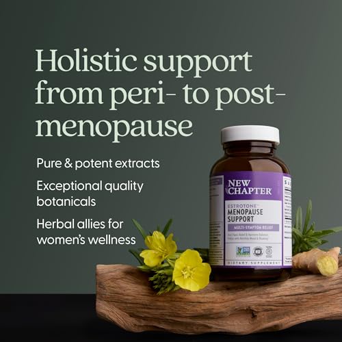 New Chapter Menopause Supplement - Estrotone Herbal Hormone Balance for Women in Perimenopause, with Black Cohosh for Hot Flash Relief & to Reduce Night Sweats + Vitex, No Added Hormones - 60 ct