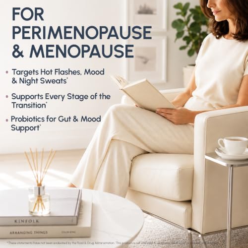 RYOS Menopause Supplement for Women – Perimenopause & Hormone Balance, Hot Flash, Night Sweat & Mood Support – Black Cohosh, DIM, Maca, Ashwagandha + Probiotics BACKtoHER, 60 Vegan Capsules