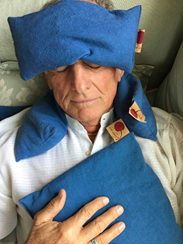 Cherry Ice Hot/Cold Therapy Square Pillow Blue Denim in Freezer Bag | First Aid, Joint Relief, Hot Flashes, Reduces Inflammation/Body Temp, Freezable-Microwavable-Washable FSA/FHA