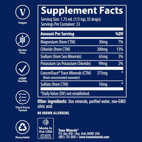 Trace Minerals Ionic Potassium Supplement, 99 mg, Liquid Drops, 2 fl oz