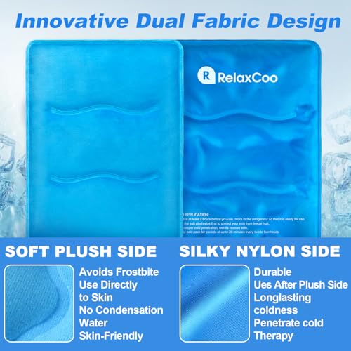 RelaxCoo Large Flexible Ice Pack for Injuries Reusable Gel, 11x14.5 Inches, Cold Compress for Hip, Shoulder, Knee, Back Pain, Swelling, Bruises, Surgery