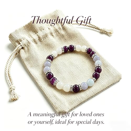 Menopause Bracelet for Women - Natural Crystal Elastic Bracelet, Hot Flashes & Anxiety Relief, Calming Balance Bracelet for Menopause's Support, Hormone Balance Jewelry Gift for Her