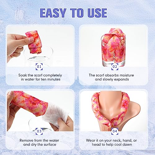 Hanaive 6 Pcs Cooling Neck Wraps with Button Tie Dye Neck Cooler for Hot Weather Ice Cooling Bandana Scarf for Summer Men Women (Tie Dye-2)