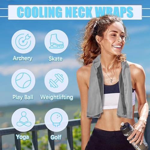 4 Pack Cooling Towels, Soft Breathable Cooling Towels for Neck and Face | Microfiber, Gym, Men, Women, Waterproof Bag, Carabiner, Yoga, Golf, Hiking, Running, athletes, gift, Blue, Green, Pink, Black