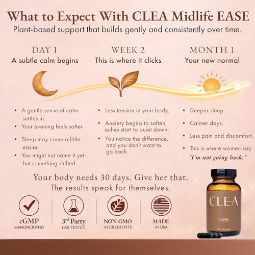 Ease – Menopause Support for Stress, Mood & Aches - Trusted by Dr Suzanne Gilberg MD - 50mg Premium Organic Hemp Oil - Feel Calm During Perimenopause & Menopause, Natural Cortisol Manager, 30 Capsules