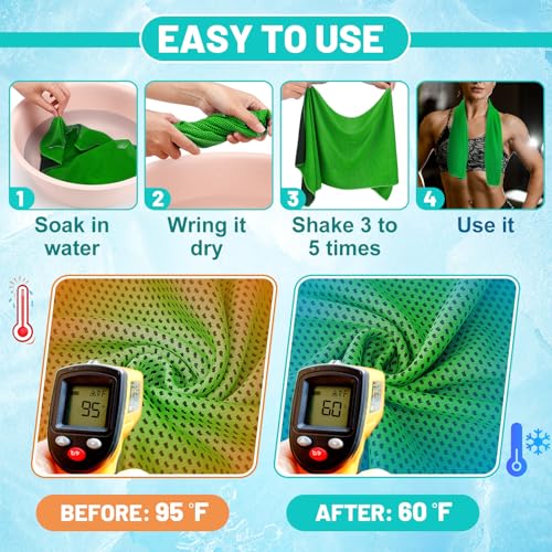 50Packs 31"x12" Bulk Cooling Towels for Neck and Face Hot Weather, 10Colors | MADHOLLY Breathable Cooling Neck Wraps, Sweat Towel Rags for Workout, Gym, Yoga, Camping, Summer Essentials