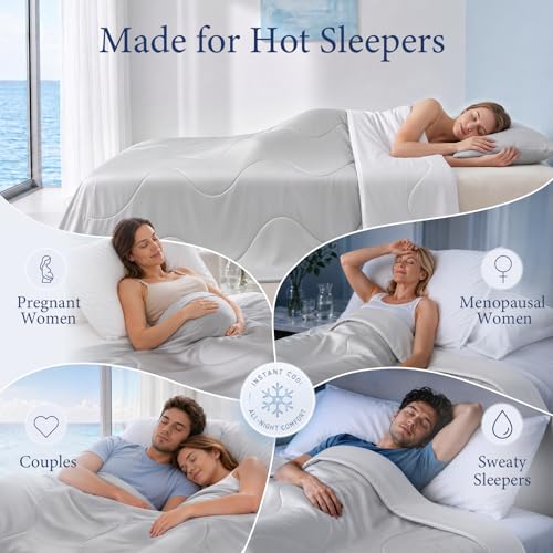 Cooling Comforter for Hot Sleepers, Queen 90x90, Lavender | Cooling blanket feel, Q-Max >0.4 cool touch, double-sided cooling, Sorona fill, for night sweats, lightweight & breathable