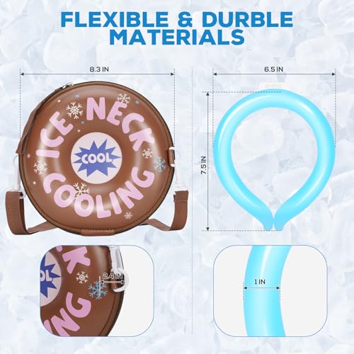 1MORE Neck Cooling Tube,Cooler Ice Ring w/Bag for Summer,2-Pk,Chocolate | Reusable Coolers Wraps for Extremely Hot Weather | Wearable Cooling Ice Ring for Outdoor Sports, Workers.