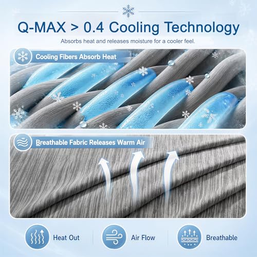 Cooling Blanket for Hot Sleepers, Summer Blanket Keep Cool for Night Sweats | Queen Size 90"x90" Breathable Soft Thin Cold Blankets for Bed Couch Sofa, (Dark Gray)