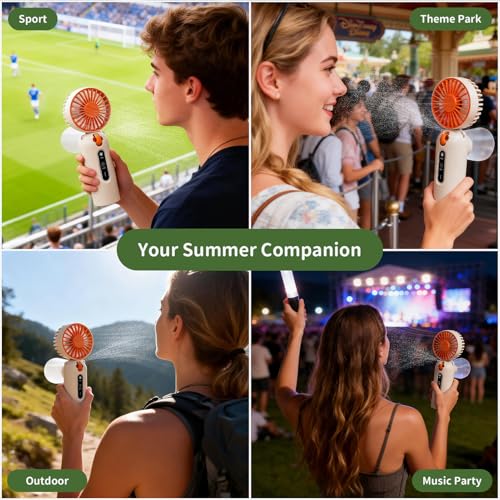 Weljoy Portable Mist Fan Blows Cold Air, 115ml Water Tank, IceMask Cooling Tech, 4000mAh 15H Battery, Handheld Fan for Beach, Music Festivals, Theme Parks, Sports, Outdoor Events, Travel, Summer Gift