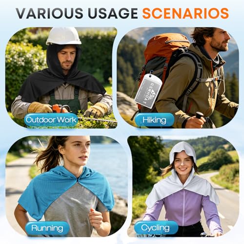 4 Pack Cooling Hoodie Towels for Neck and Face, UV Sun Protection Ice Cooling Towels for Hot Weather, Cool Hoodie for Sports, Gym, Hiking, Working