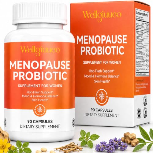 Menopause Supplements for Women 90 Capsules – Hot Flash, Night Sweats, Mood & Sleep Support – Female Hormone Balance Capsules Containing Black Cohosh, Red Clover, DIM, Probiotics & Ashwagandha
