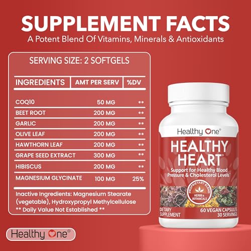 Healthy Heart - Healthy Cholesterol Circulation & Blood Pressure - 60ct