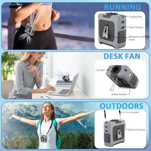 FANSYJKJ Portable Waist Fan Personal Fan | Cooling Body,Clip Belt Shirt Fans For Outdoor,5 Speed,Max 55H Runtime,Low Noise