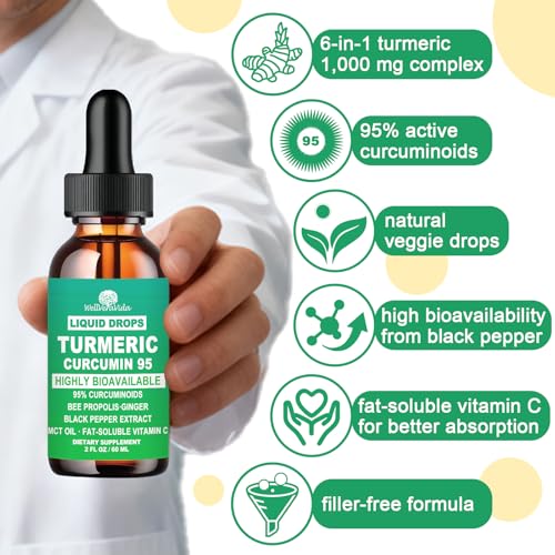 Turmeric Curcumin Supplement, Liquid Turmeric with Black Pepper & Ginger