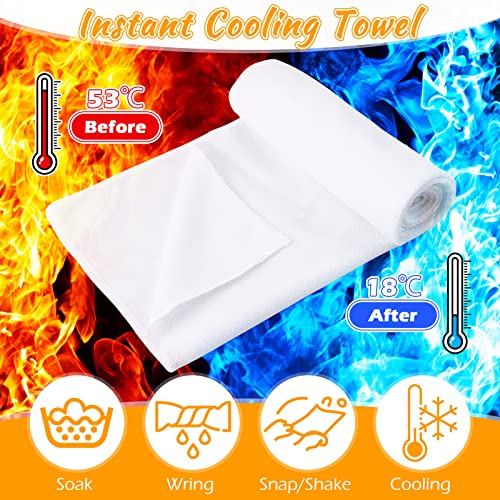 20 Pcs Cooling Towel 40" x 12" Ice Towel for Neck and Face Microfiber Chilly with Bag Breathable Yoga Gym Stay Cool Towels Sweat Rag for Workout Running Camping Pilates Beach Accessories (White)