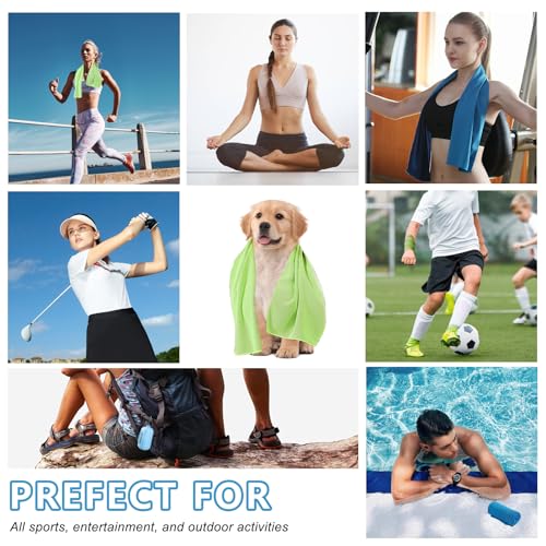 4 Pack Cooling Towels (40"x12"), Microfiber Chilly Towels Soft Breathable Gym Ice Towel for Workout, Yoga, Sport, Silicone Set Travel Sweat Towels Fast Drying Lightweight Cooling Neck Wraps