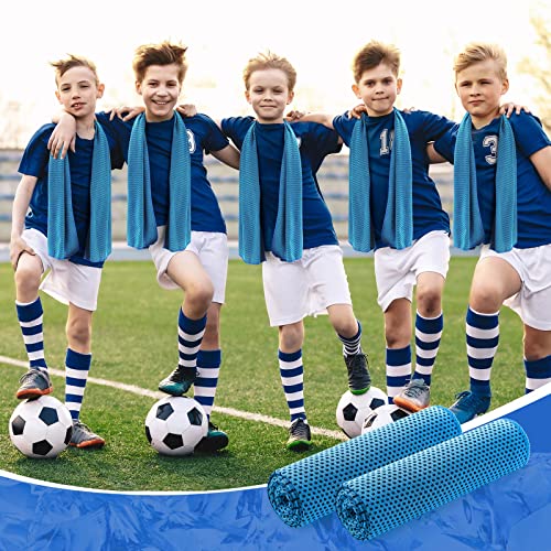 Hosuly 50 Pack Cooling Towels, 40"x12" Yoga Towels Ice Breathable Soft Chilly Sweat Rag Microfiber Workout Rags for Neck and Face for Gym Golf Sport Running(Light Blue)