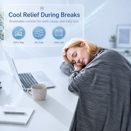Cooling Blanket for Hot Sleepers, Summer Blanket Keep Cool for Night Sweats | Queen Size 90"x90" Breathable Soft Thin Cold Blankets for Bed Couch Sofa, (Dark Gray)