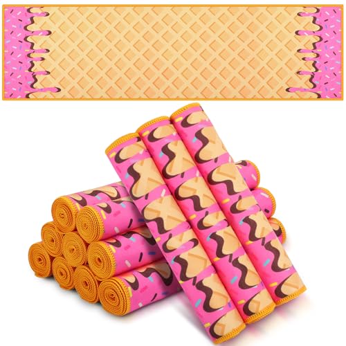 Peryiter 12 Pcs Baseball Ice Cream Drip Cooling Towel Microfiber Absorbent Lightweight Sport Cooling Towel Sweat Sport Rags for Baseball Team Coach Gifts Event Yoga Running Gym(Pink,40 x 12 Inch)