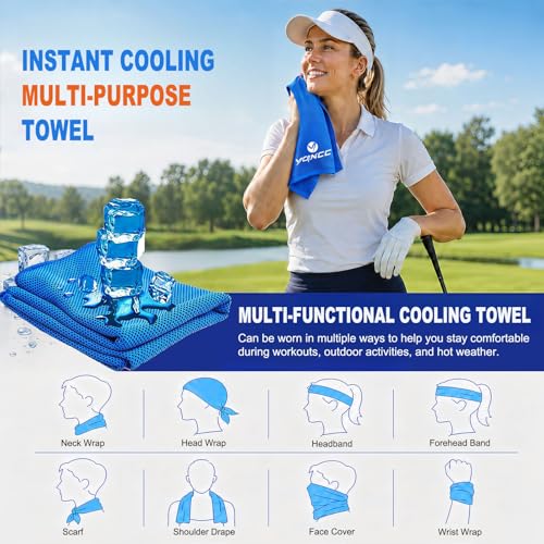 YQXCC 2 Pack Cooling Towels (47"x12"), Ice Cool Towel for Neck & Face | Cooling Neck Wraps, Soft Breathable Microfiber Chilly Towel for Yoga, Golf, Gym, Running, Camping & Hot Weather