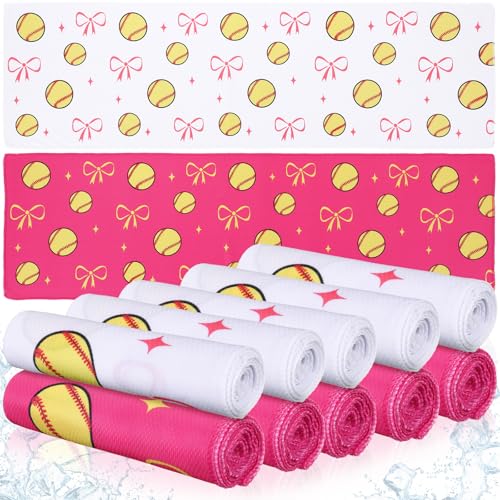 Moukeren 12 Pcs Softball Cooling Towels Softball Party Favor 30"x9" Microfiber Breathable Chilly Ice Towel Sweat Rag for Sport Team Gift Bulk