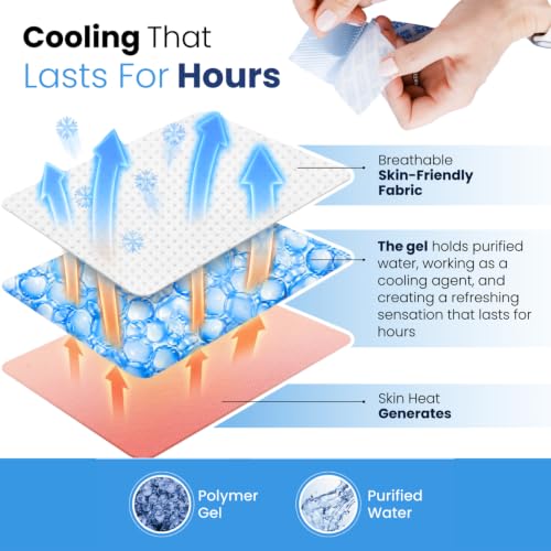 | Cooling Gel Patches for Instant Relief from Heat, Workouts, and Hot Flashes | Long-Lasting, Breathable, Hydrogel Patches for Cooling Comfort | 10 Pack