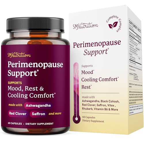 Perimenopause Support for Women Supplement, Hormone Balance, Mood & Sleep | Cycle Regularity & Cooling Support, Black Cohosh Vitex & Saffron, Peri Menopause Supplements for Women, Non-GMO, 60 Capsules