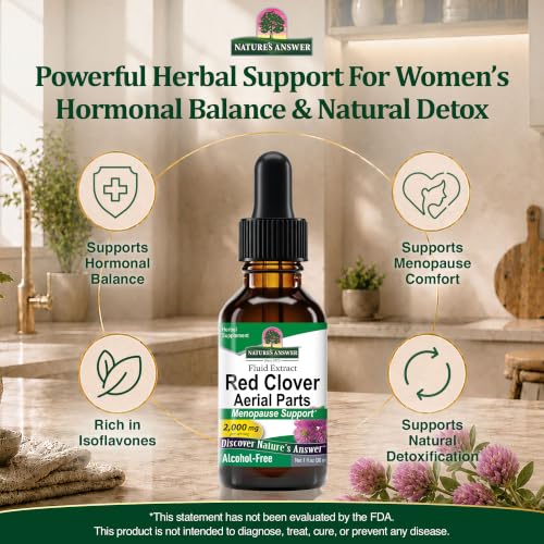Nature's Answer Red Clover | Provides Menopause Support | Alcohol-Free, Gluten-Free, Kosher Certified & No Preservatives 1oz