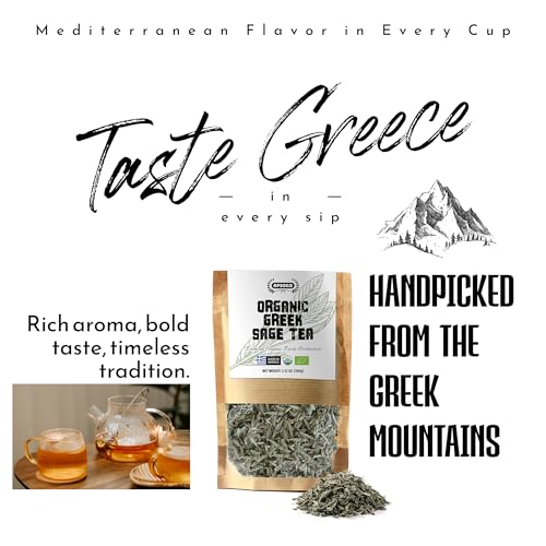 Apsogo Organic Greek Sage Tea - Salvia Officinalis Loose Leaf, 3.52oz