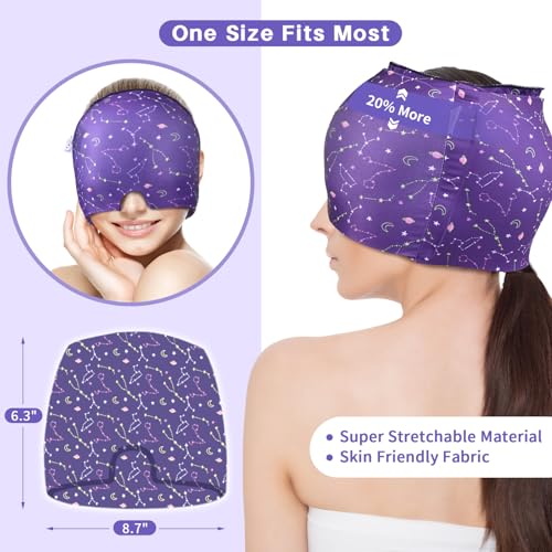 my novel things Migraine Relief Cap, Gel Cooling Headache Mask 2PK | With Hot/Cold Gel for Instant Headache and Stress Relief - Reusable Ice Pack