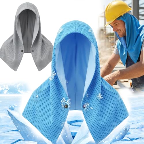 Upgrade Dual-Layer Strong Cooling Hoodie Towel UPF 50+ Sun Proteciton | Instant Ice Cooling Towel for Neck & Face Neck Wraps Cooler for Outdoor Work,Sports,Yoga,Camping & Hot Weather