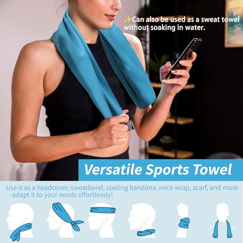 YESLIFE Cooling Towels, 4-Pack 40"x12", Multicolor Set A | Microfiber gym towels, soft breathable neck wrap, cooling towel for yoga running sport camping, Multicolor, 4-pack
